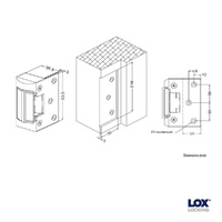 LOX LES15 ES15 Rim Mount Electric Strike 12 or 24VDC Non-Monitored IP56