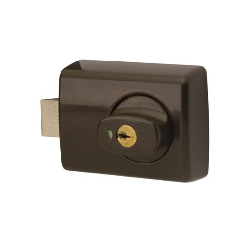 Lockwood 001-1K1BRNDP 001 with Knob Timber Frame Strike  Brown
