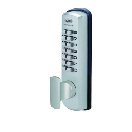 Lockwood 002-4KDXSC Dx Digital Keypad with 002 Deadlatch Open Out Strike with Knob  Satin Chrome