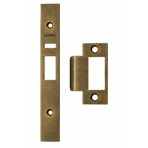Lockwood 3570-AGKIT 3570 Series Finish Kit - Strike, Face Plate & Screws Aged Brass