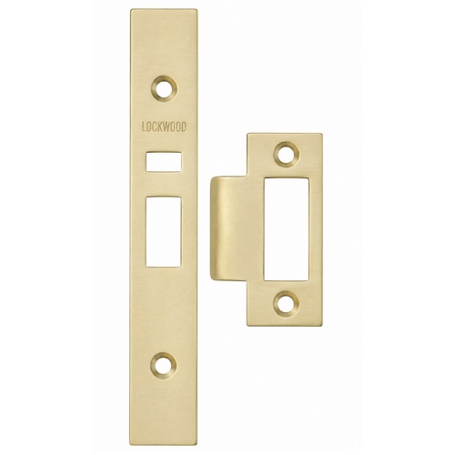 Lockwood 3570-SBUKIT 3570 Series Finish Kit - Strike, Face Plate & Screws Satin Brass Unlacquered