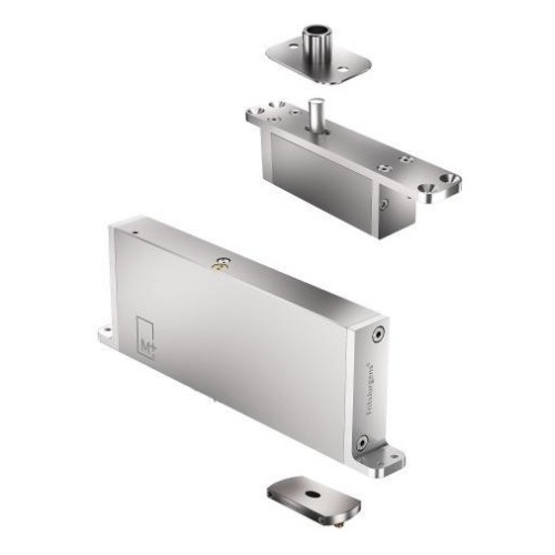 FritsJurgens FJS/STM+70AASSS System M+AA- 70mm Minimum Pivot Point - Squared Floor Plate - Satin Stainless Steel Finish