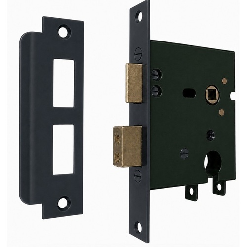 Jacksons JMC60MB Cylinder Mortice Lock Plain Matt Black