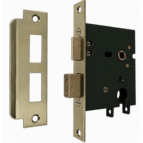 Jacksons JMC60PBU Cylinder Mortice Lock Plain Polished Brass Unlacquered