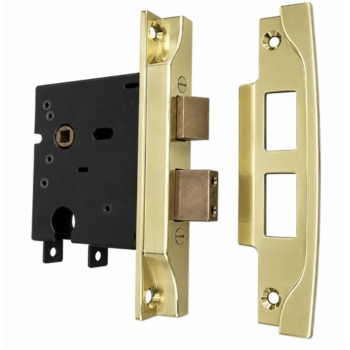 Jacksons JMC60RPBU Cylinder Mortice Lock Rebated Polished Brass Unlacquered