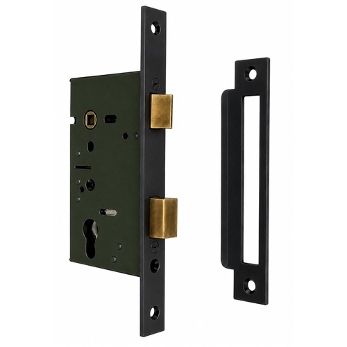 Jacksons JMCL46MB Cylinder Mortice Long Body Lock, Plain Matt Black