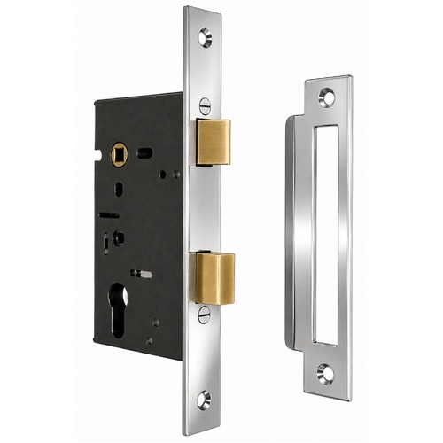 Jacksons JMCL46NP Cylinder Mortice Long Body Lock, Plain Nickel Plate