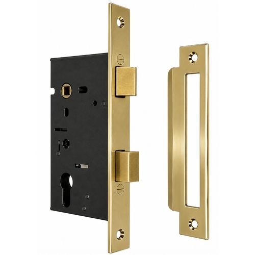 Jacksons JMCL46PB Cylinder Mortice Long Body Lock, Plain Polished Brass