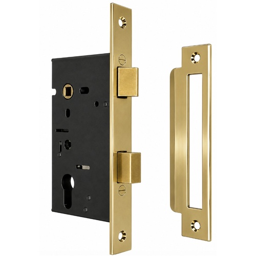 Jacksons JMCL46PBU Cylinder Mortice Long Body Lock, Plain Polished Brass Unlacquered