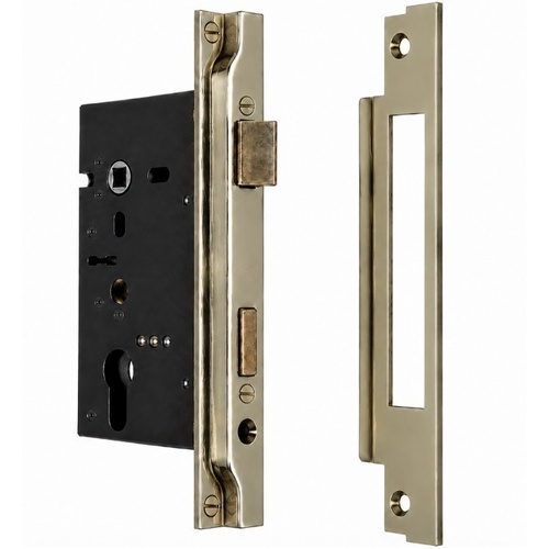 Jacksons JMCL46RPBU Cylinder Mortice Long Body, Rebated Polished Brass Unlacquered