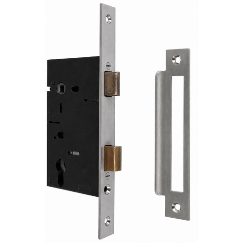 Jacksons JMCL46SCP Cylinder Mortice Long Body Lock, Plain Satin Chrome Plate