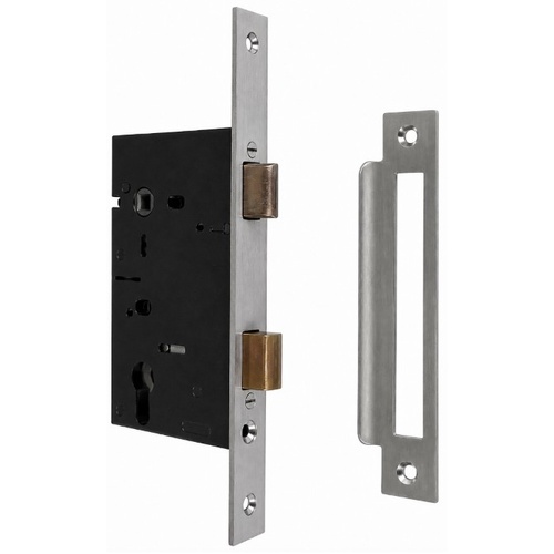 Jacksons JMCL46SN Cylinder Mortice Long Body Lock, Plain Satin Nickel