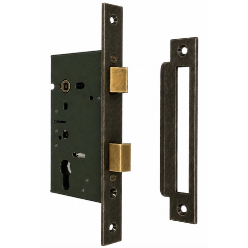 Jacksons JMCL60AB Cylinder Mortice Long Body Lock, Plain Antique Bronze