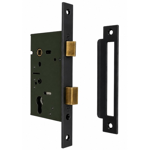 Jacksons JMCL60MB Cylinder Mortice Long Body Lock, Plain Matt Black