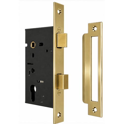 Jacksons JMCL60PB Cylinder Mortice Long Body Lock, Plain Polished Brass