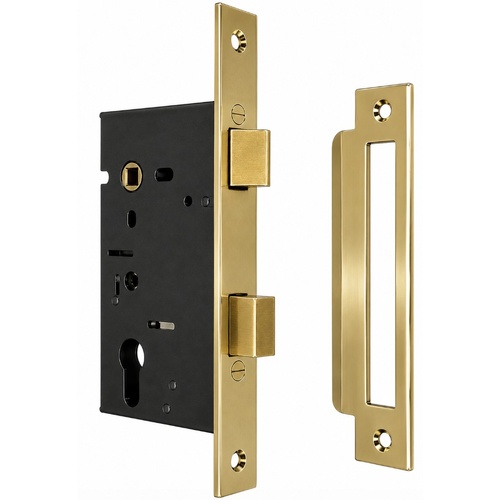 Jacksons JMCL60PBU Cylinder Mortice Long Body Lock, Plain Polished Brass Unlacquered