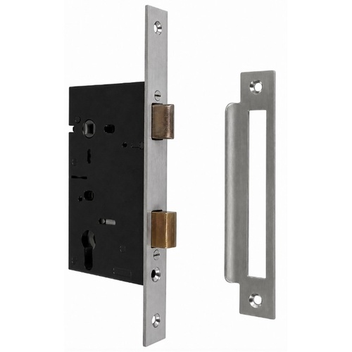 Jacksons JMCL60SN Cylinder Mortice Long Body Lock, Plain Satin Nickel