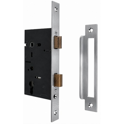 Jacksons JMCL60SSS Cylinder Mortice Long Body Lock, Plain Satin Stainless Steel