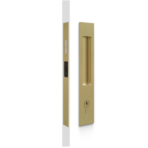 Mardeco MSC-8104-SET-SB M Series Euro Flush Pull Lock Set (Cylinder Sold Separately) Satin Brass