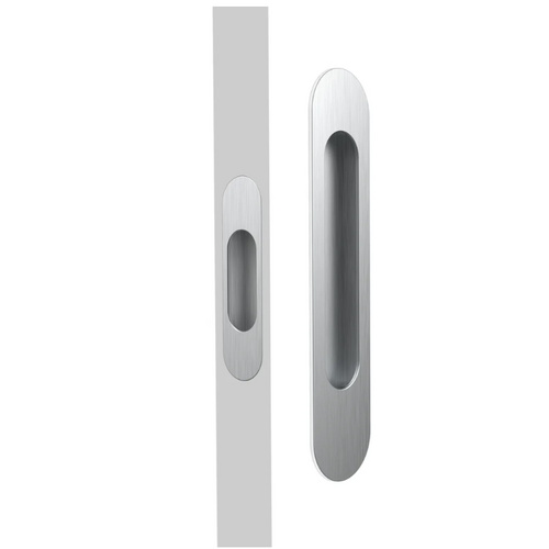 Mardeco MSC-9008-SET-BSC M Series Oval Passage Flush Pull Set Brushed Satin Chrome