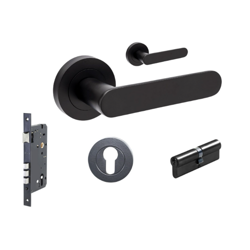 Zanda 10094.1.BLK Duke Entrance Set - Includes 10090, 1143, 7020.2 & 1121 (60mm Key/Key) Matt Black