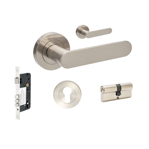 Zanda 10094.1.BN Duke Entrance Set - Includes 10090, 1143, 7020.2 & 1121 (60mm Key/Key) Brushed Nickel