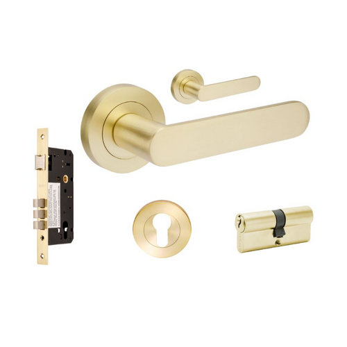 Zanda 10094.1.SB Duke Entrance Set - Includes 10090, 1143, 7020.2 & 1121 (60mm Key/Key) Satin Brass