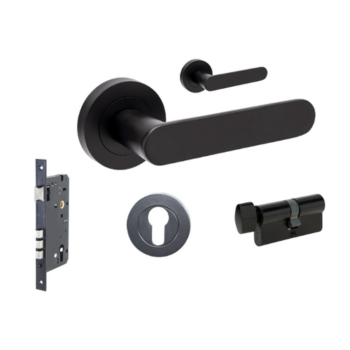 Zanda 10094.2.BLK Duke Entrance Set - Includes 10090, 1143, 7020.2 & 1122 (60mm Key/Turn) Matt Black