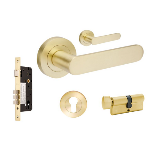 Zanda 10094.2.SB Duke Entrance Set - Includes 10090, 1143, 7020.2 & 1122 (60mm Key/Turn) Satin Brass