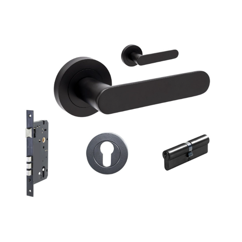 Zanda 10094.3.BLK Duke Entrance Set - Includes 10090, 1143, 7020.2 & 1147 (70mm Key/Key) Matt Black