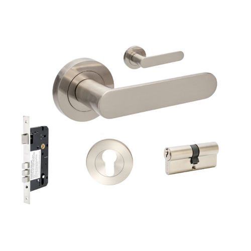 Zanda 10094.3.BN Duke Entrance Set - Includes 10090, 1143, 7020.2 & 1147 (70mm Key/Key) Brushed Nickel