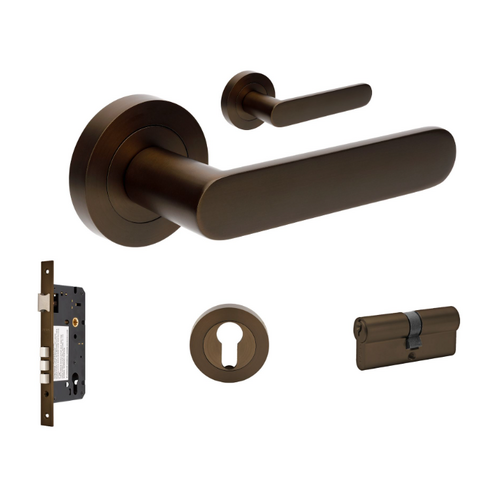 Zanda 10094.3.EB Duke Entrance Set - Includes 10090, 1143, 7020.2 & 1147 (70mm Key/Key) Ember Bronze