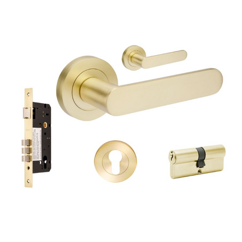 Zanda 10094.3.SB Duke Entrance Set - Includes 10090, 1143, 7020.2 & 1147 (70mm Key/Key) Satin Brass