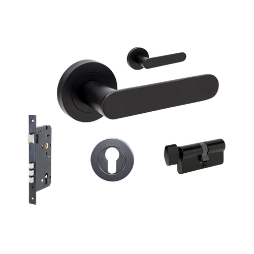 Zanda 10094.4.BLK Duke Entrance Set - Includes 10090, 1143, 7020.2 & 1148 (70mm Key/Turn) Matt Black