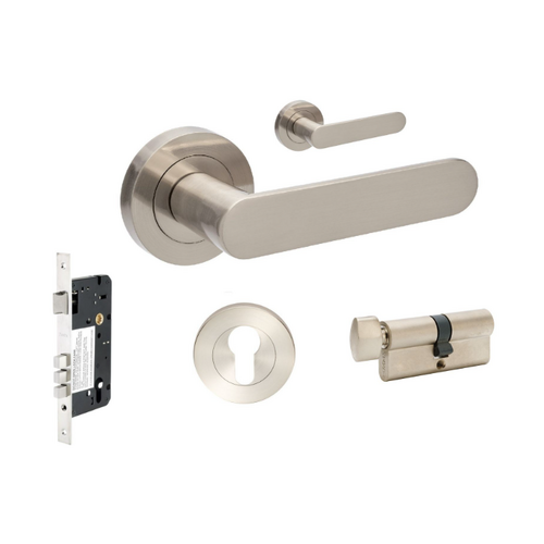 Zanda 10094.4.BN Duke Entrance Set - Includes 10090, 1143, 7020.2 & 1148 (70mm Key/Turn) Brushed Nickel