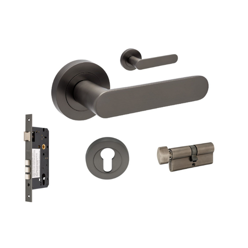 Zanda 10094.4.GN Duke Entrance Set - Includes 10090, 1143, 7020.2 & 1148 (70mm Key/Turn) Graphite Nickel