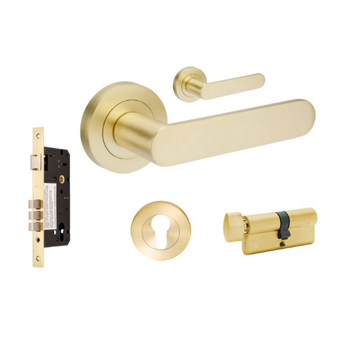 Zanda 10094.4.SB Duke Entrance Set - Includes 10090, 1143, 7020.2 & 1148 (70mm Key/Turn) Satin Brass