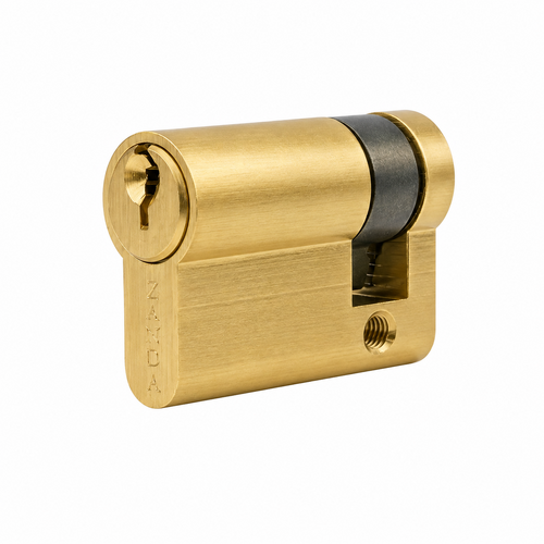 Zanda 1133.SB Euro Half Cylinder, 30mm Length - Key Satin Brass