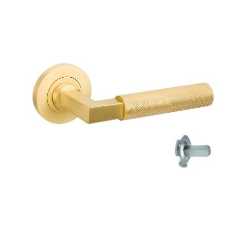 Zanda 9345.DR.SB Zurich Knurled Dummy Set - Right Hand Satin Brass