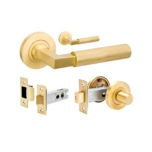 Zanda 9347.SB Zurich Knurled Privacy Set, Includes 1172 & 9348 Privacy Kit Satin Brass